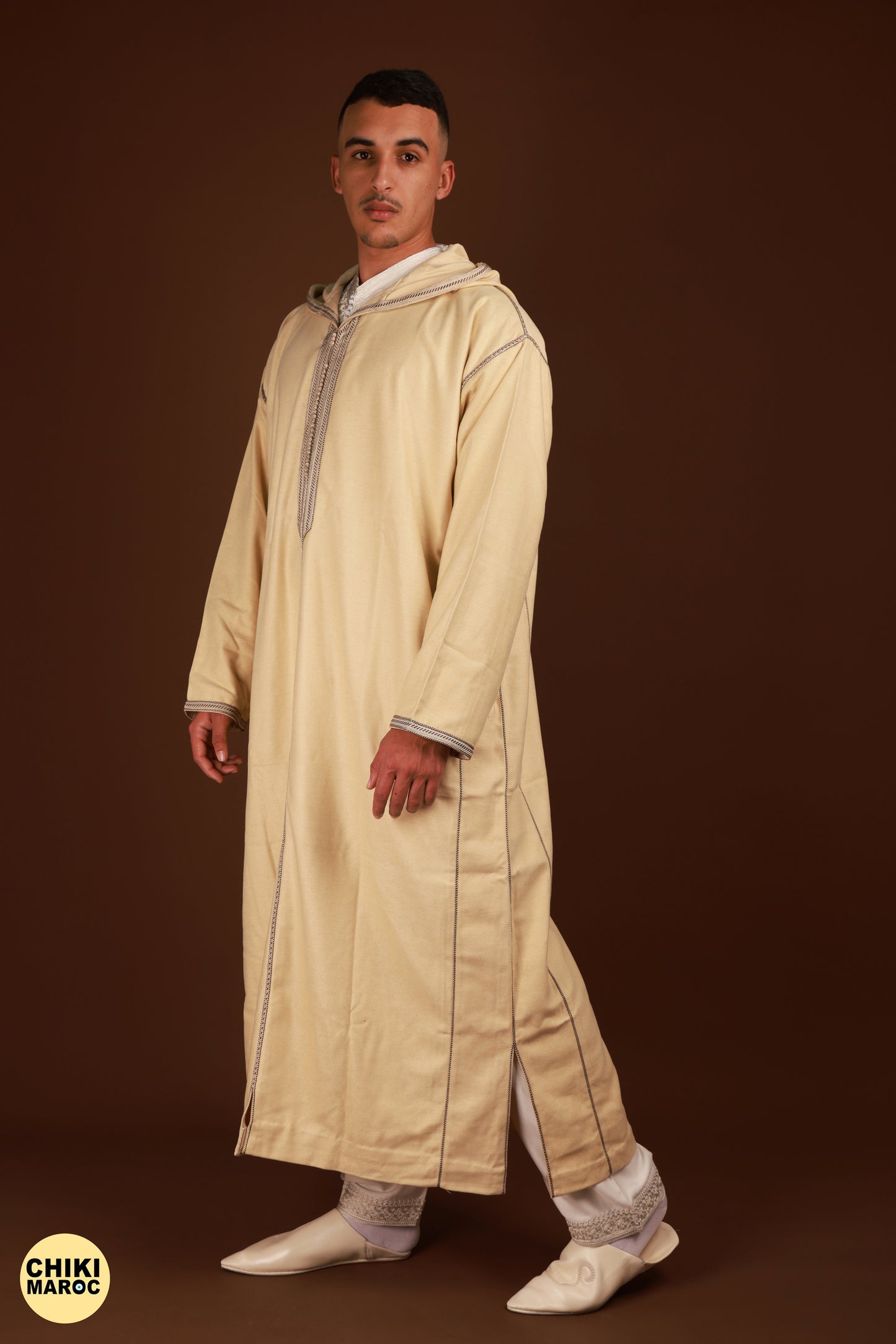 Elegant Hooded Thick White Moroccan Djellaba I Special Moroccan Thobe for men