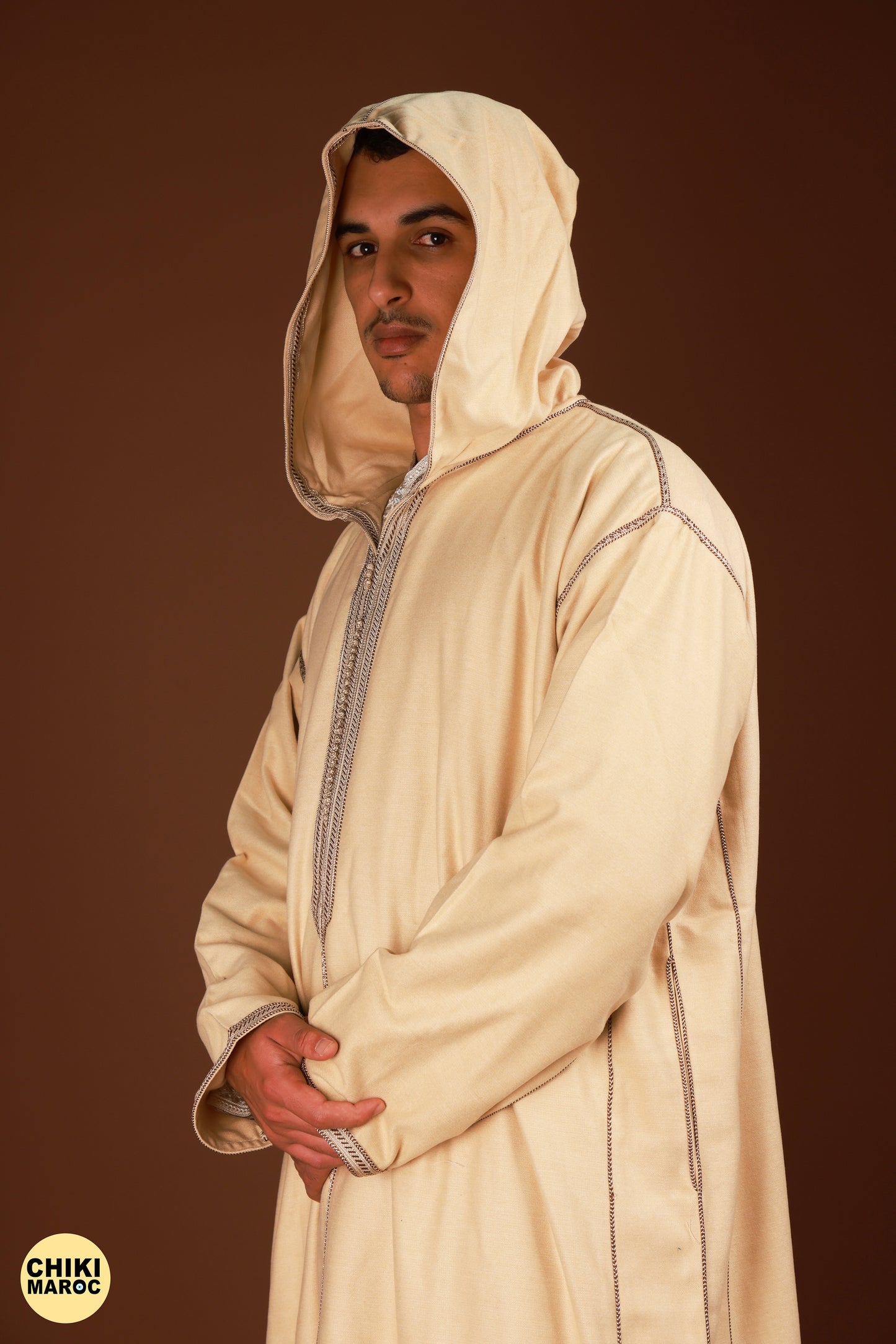 Elegant Hooded Thick White Moroccan Djellaba I Special Moroccan Thobe for men