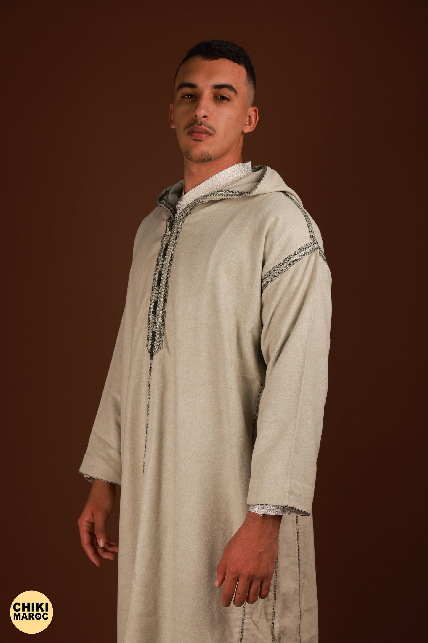 Elegant Hooded Thick White Moroccan Djellaba I Special Moroccan Thobe for men