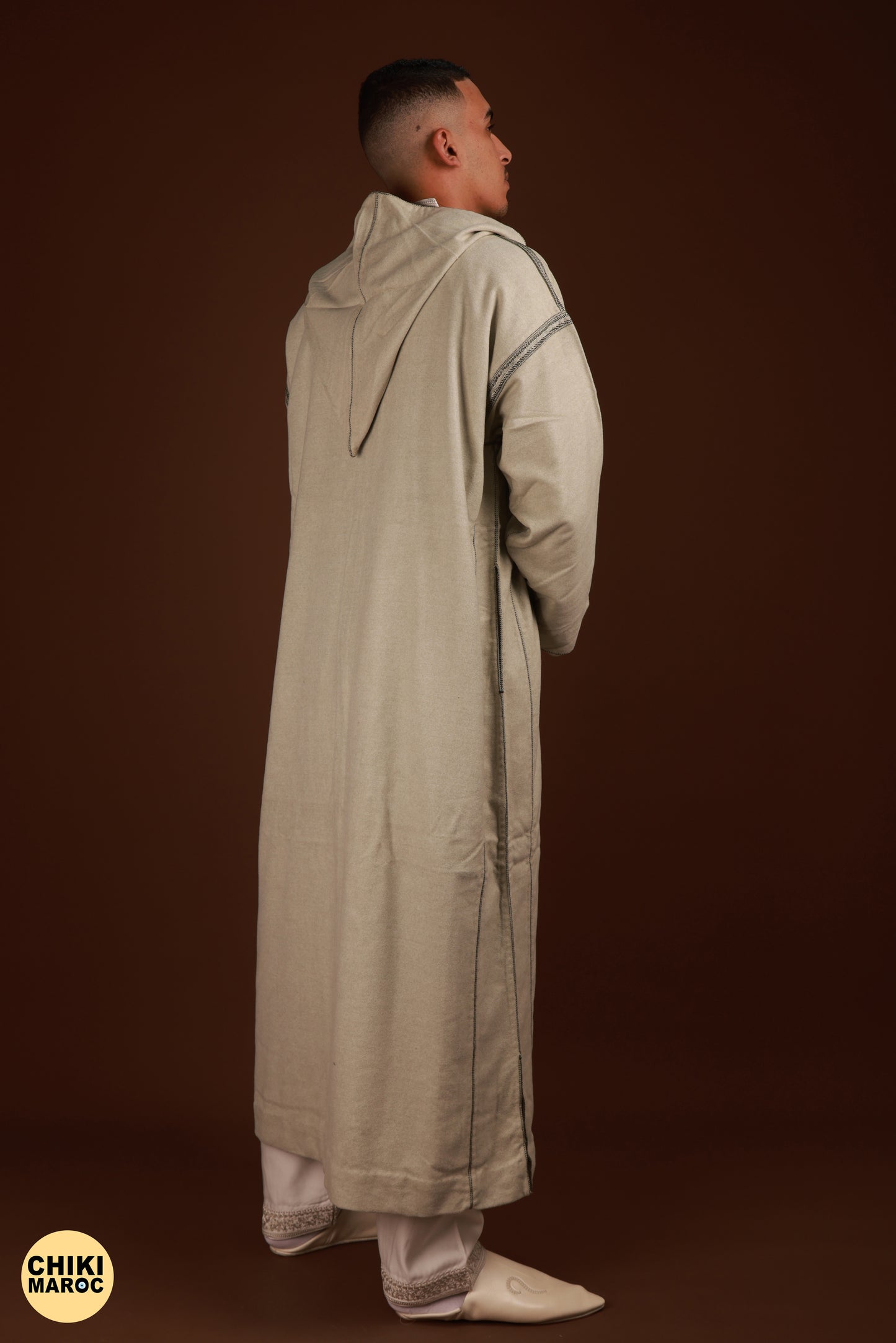 Elegant Hooded Thick White Moroccan Djellaba I Special Moroccan Thobe for men