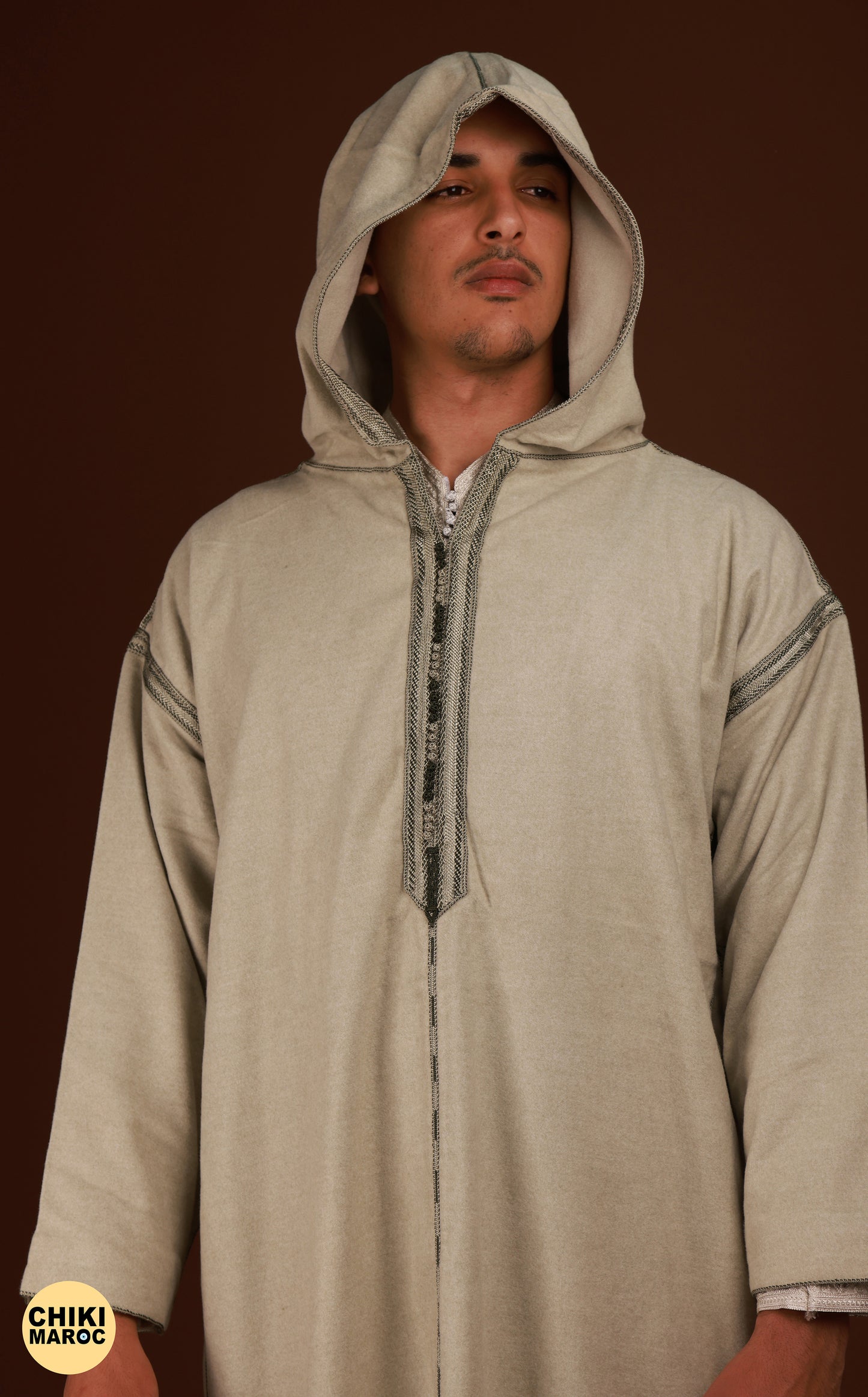 Elegant Hooded Thick White Moroccan Djellaba I Special Moroccan Thobe for men