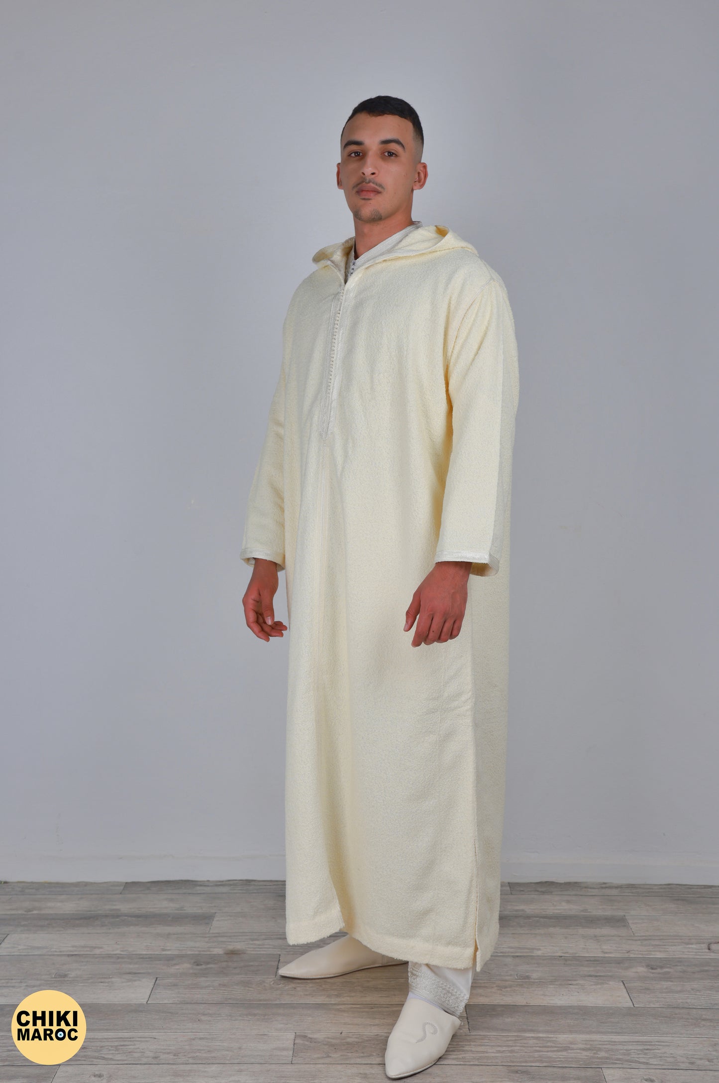 Elegant Hooded Thick White Moroccan Djellaba I Special Moroccan Thobe for men