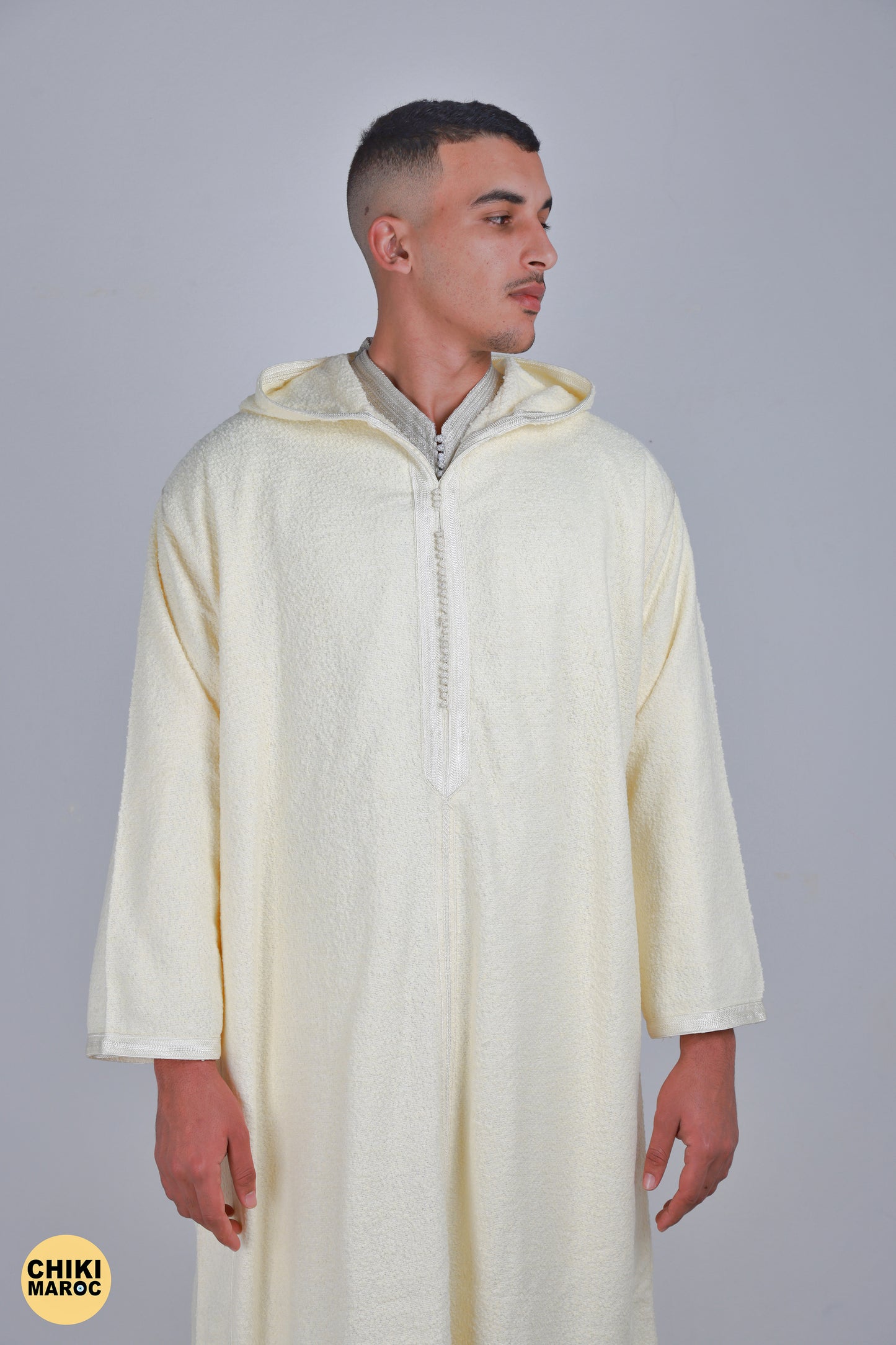 Elegant Hooded Thick White Moroccan Djellaba I Special Moroccan Thobe for men