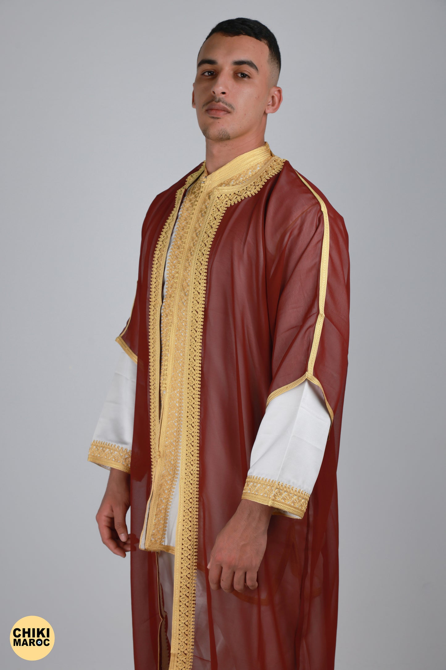 Red & Gold Moroccan Jabador, Muslim Wedding Dress for Men