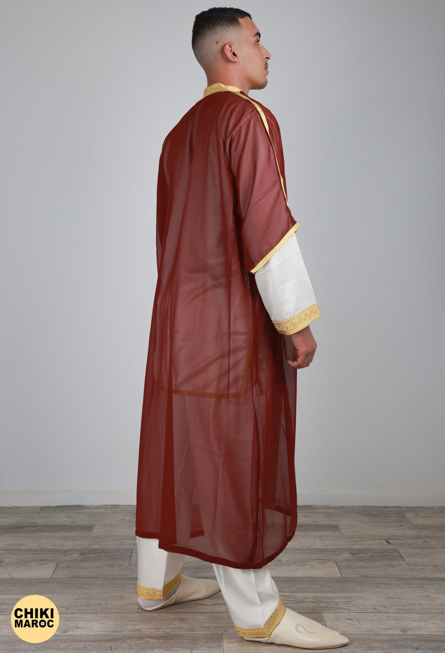 Red & Gold Moroccan Jabador, Muslim Wedding Dress for Men