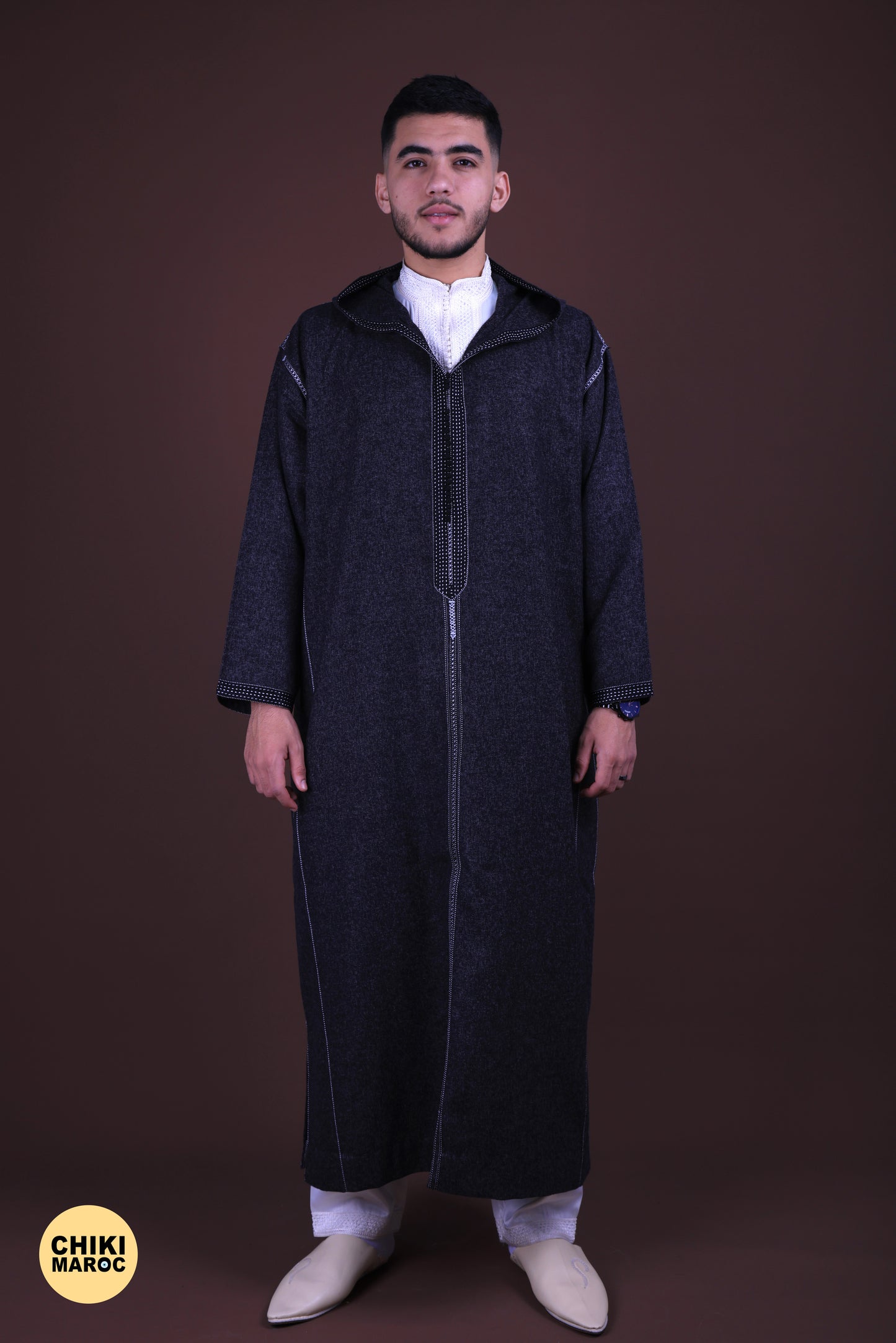 Elegant Hooded Black Moroccan Djellaba I Special Elegant Djellaba