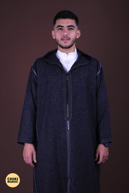 Elegant Hooded Black Moroccan Djellaba I Special Elegant Djellaba