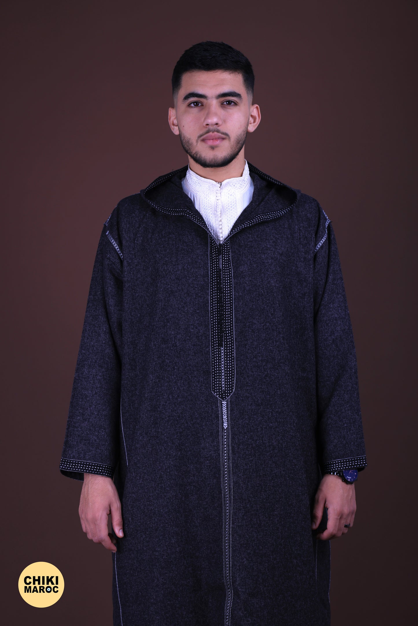 Elegant Hooded Black Moroccan Djellaba I Special Elegant Djellaba