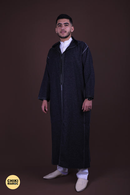 Elegant Hooded Black Moroccan Djellaba I Special Elegant Djellaba