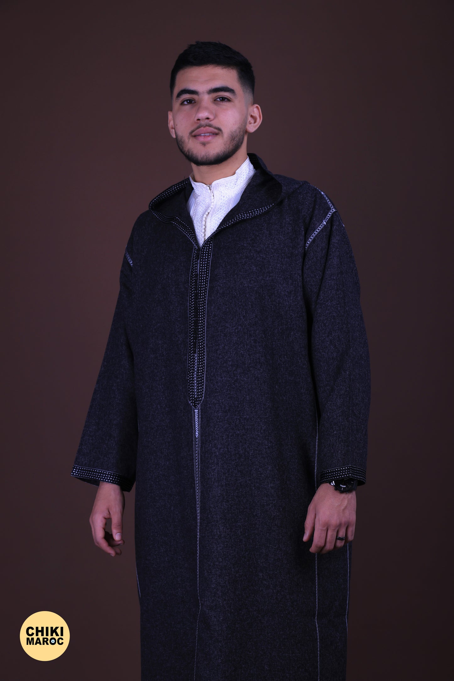 Elegant Hooded Black Moroccan Djellaba I Special Elegant Djellaba