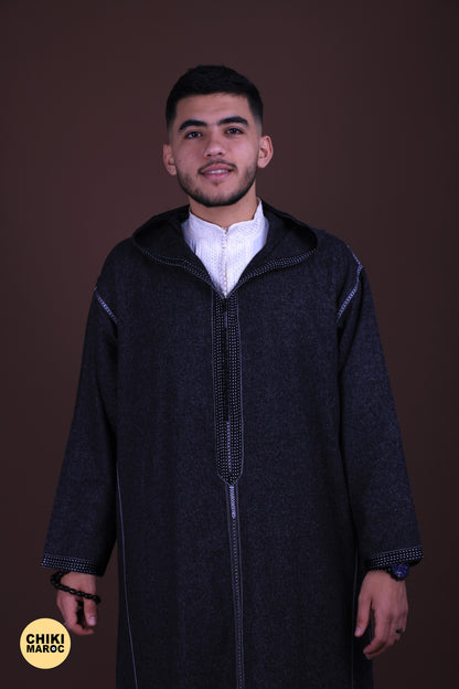 Elegant Hooded Black Moroccan Djellaba I Special Elegant Djellaba