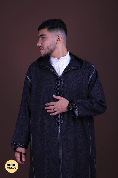 Elegant Hooded Black Moroccan Djellaba I Special Elegant Djellaba