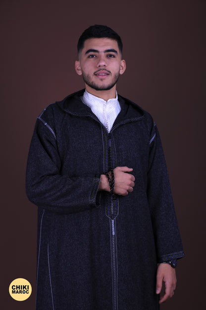 Elegant Hooded Black Moroccan Djellaba I Special Elegant Djellaba