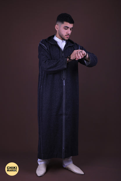 Elegant Hooded Black Moroccan Djellaba I Special Elegant Djellaba