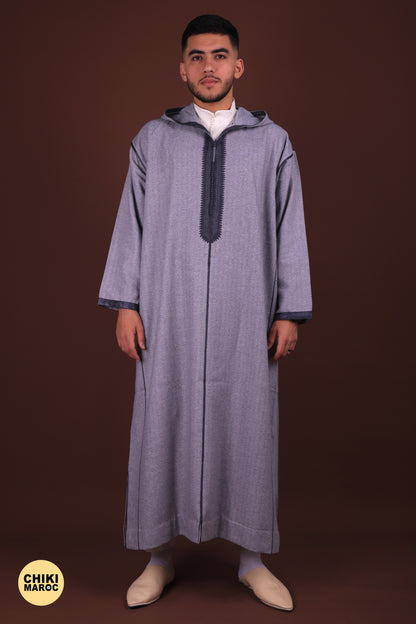 Elegant Hooded Gray Moroccan Djellaba I Special Elegant Djellaba