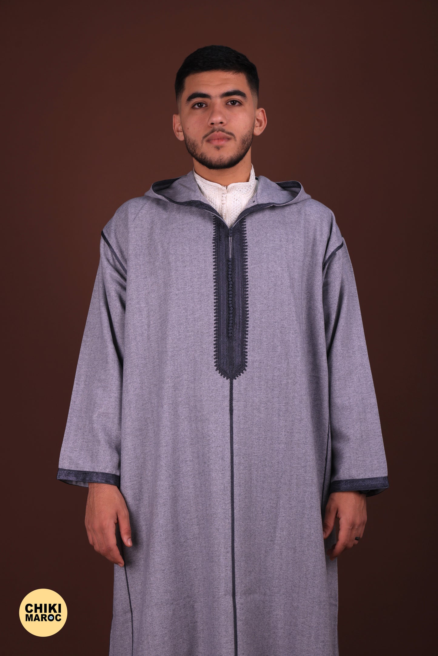 Elegant Hooded Gray Moroccan Djellaba I Special Elegant Djellaba