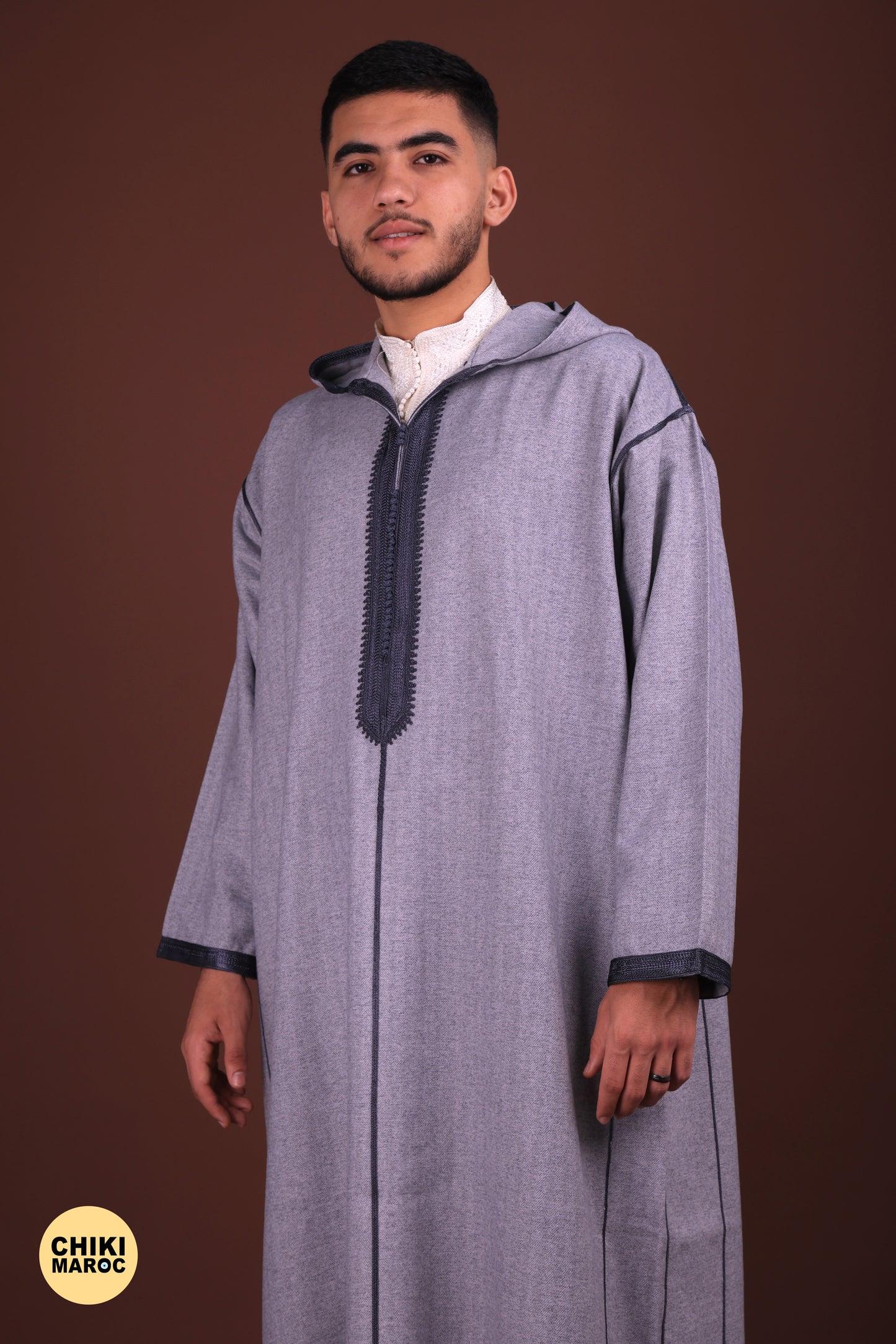 Elegant Hooded Gray Moroccan Djellaba I Special Elegant Djellaba