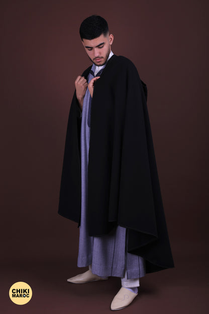 Moroccan Black Salham - Embrace the Elegance of Tradition