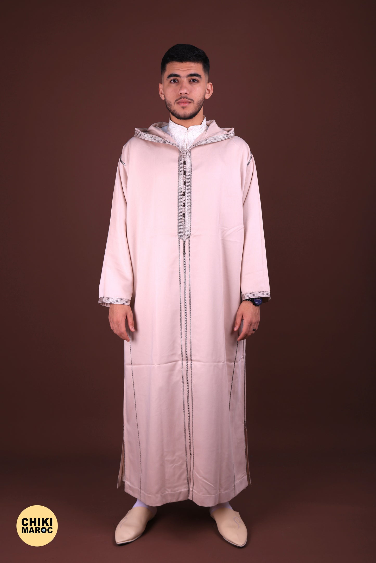 Creamy Elegant Hooded Moroccan Djellaba I Special Elegant Djellaba