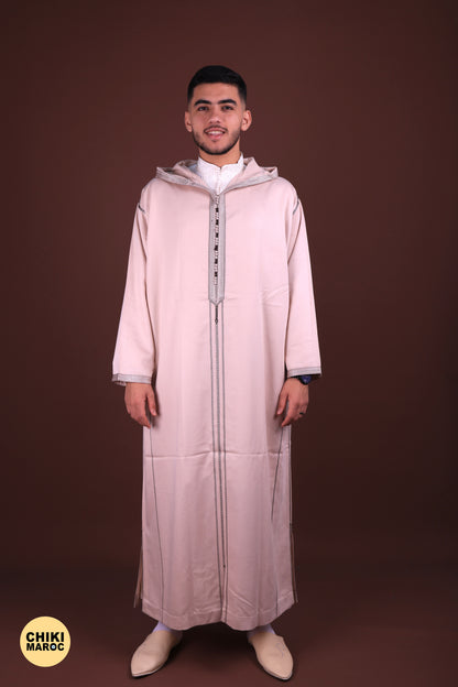 Creamy Elegant Hooded Moroccan Djellaba I Special Elegant Djellaba