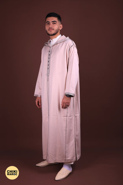 Creamy Elegant Hooded Moroccan Djellaba I Special Elegant Djellaba