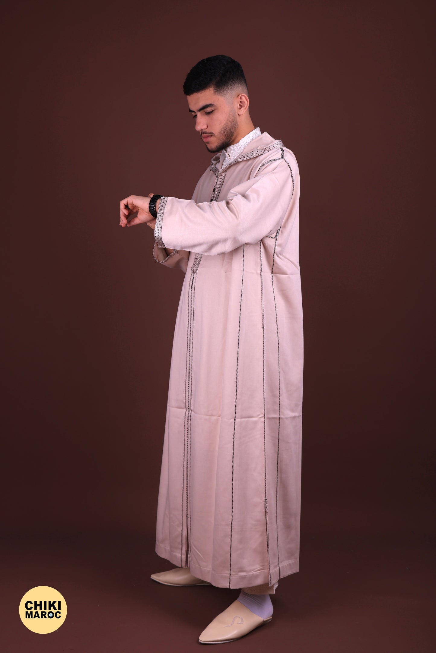 Creamy Elegant Hooded Moroccan Djellaba I Special Elegant Djellaba