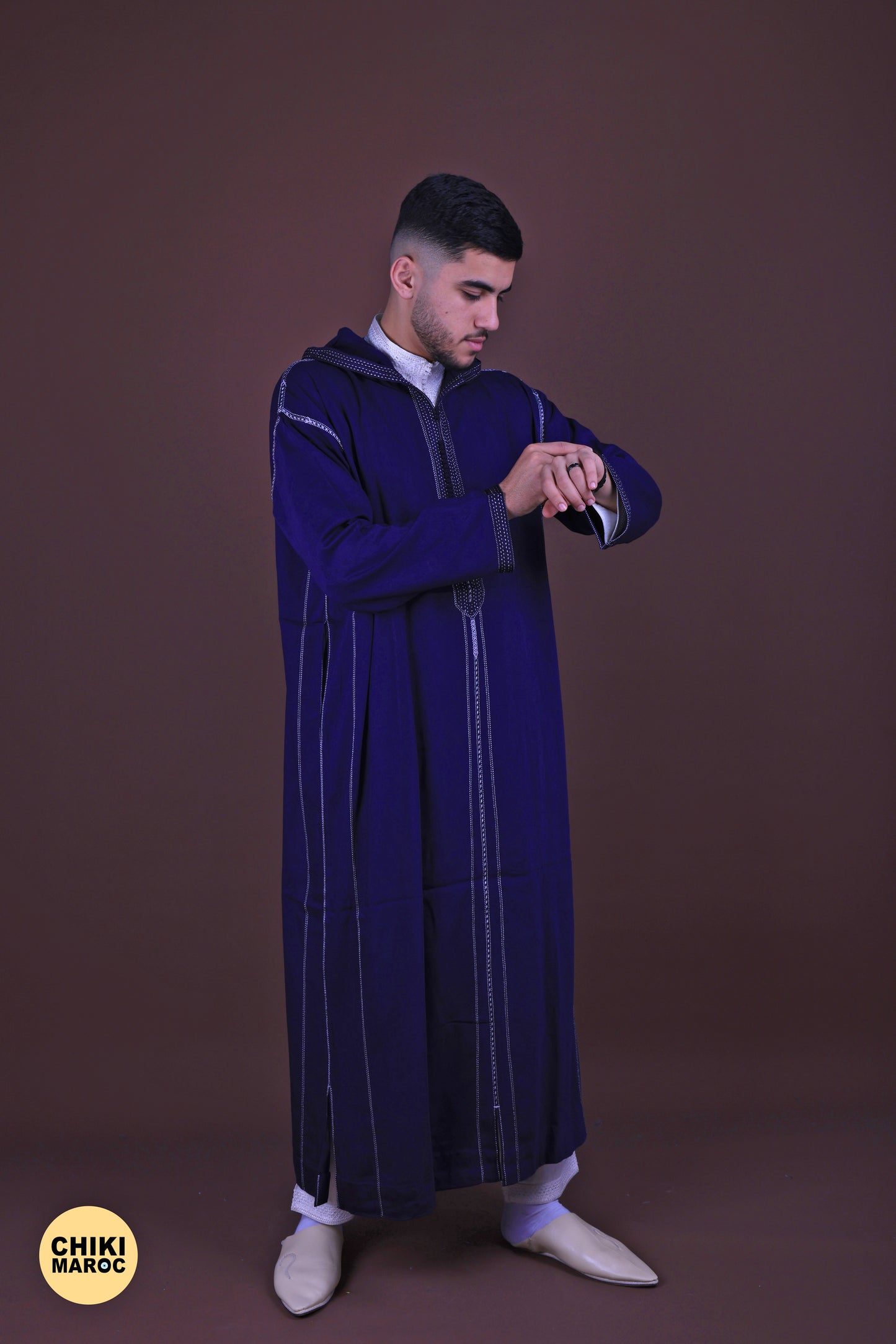 Blue Elegant Hooded Moroccan Djellaba men I Special Elegant Djellaba