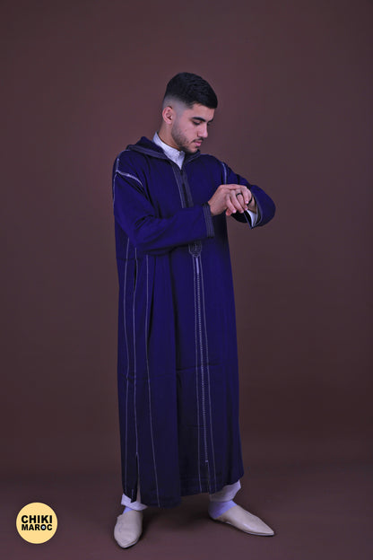 Blue Elegant Hooded Moroccan Djellaba men I Special Elegant Djellaba