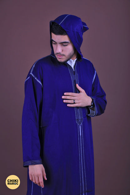 Blue Elegant Hooded Moroccan Djellaba men I Special Elegant Djellaba