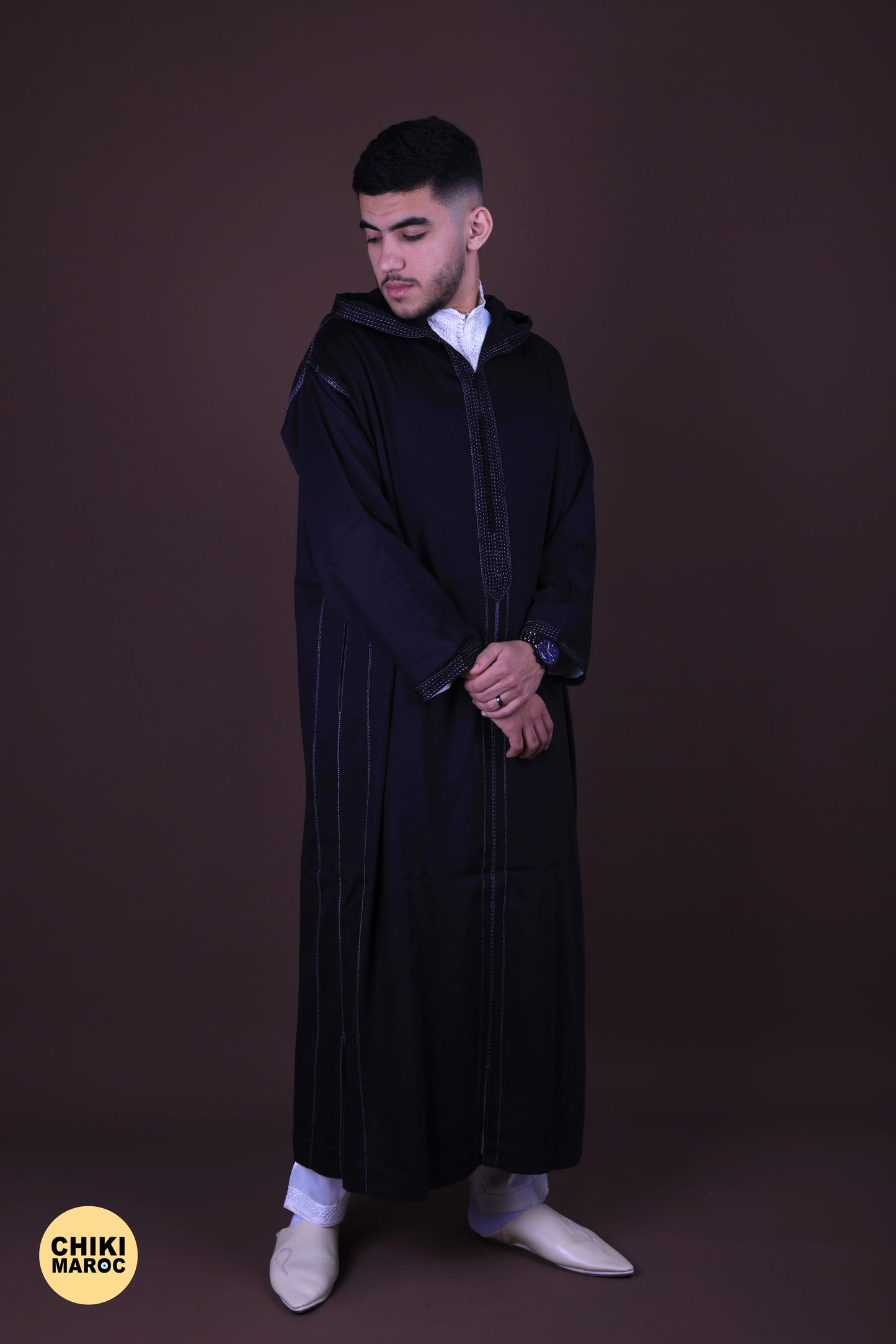 Black Elegant Hooded Moroccan Djellaba men I Special Elegant Djellaba