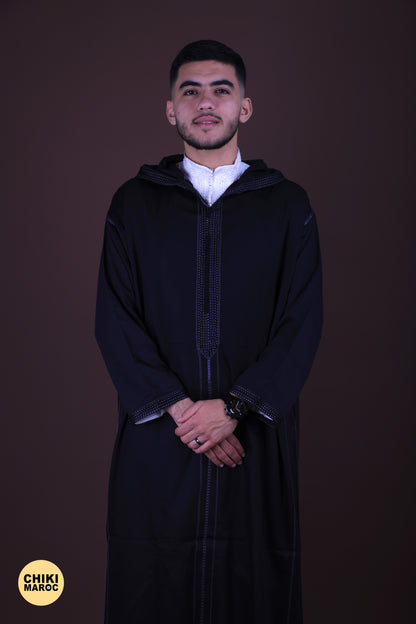 Black Elegant Hooded Moroccan Djellaba men I Special Elegant Djellaba