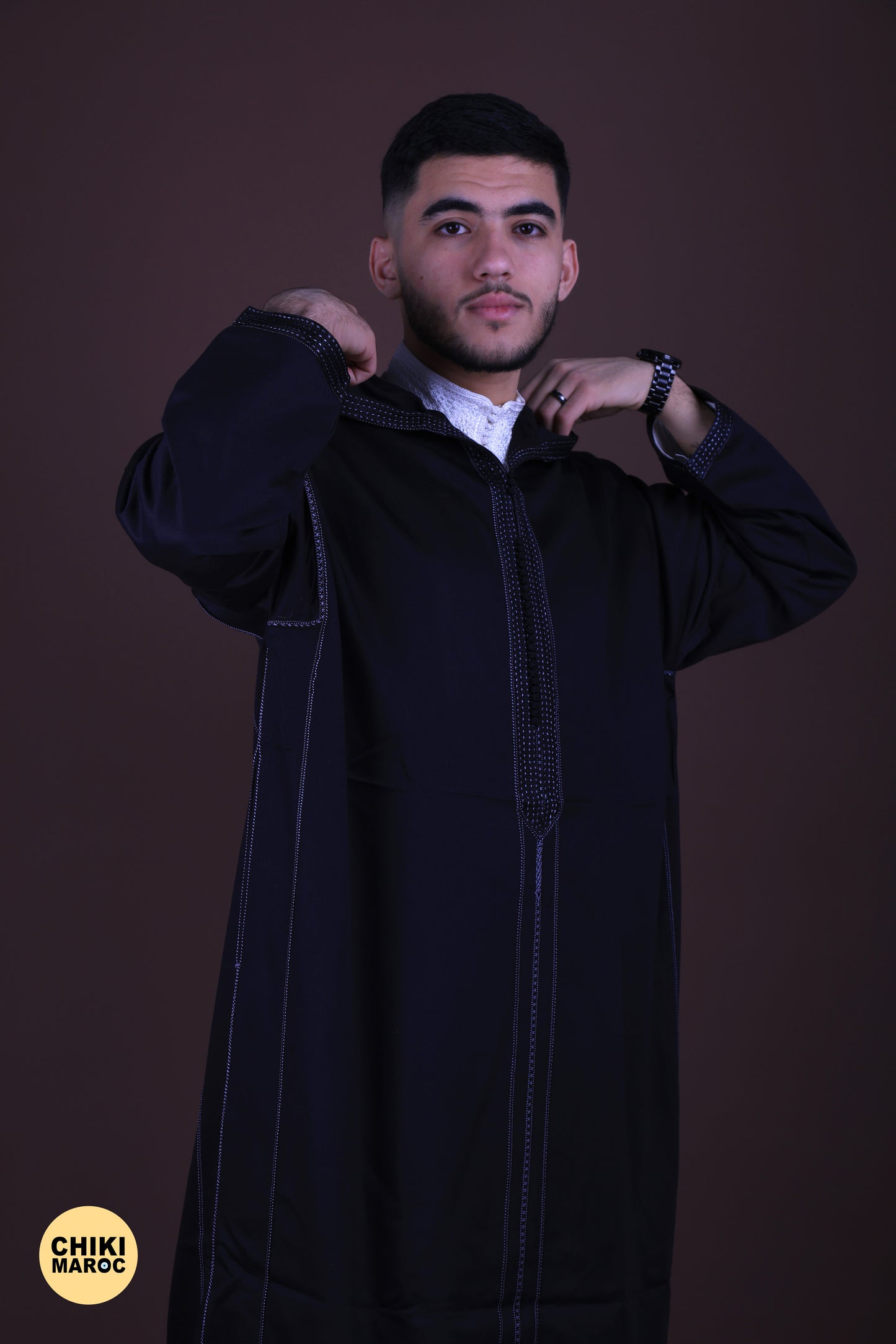 Black Elegant Hooded Moroccan Djellaba men I Special Elegant Djellaba