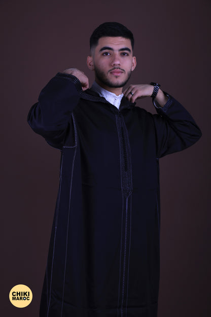 Black Elegant Hooded Moroccan Djellaba men I Special Elegant Djellaba