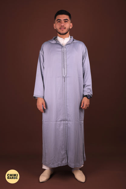 Gray Mlifa Elegant Hooded Moroccan Djellaba men I Special Elegant Djellaba