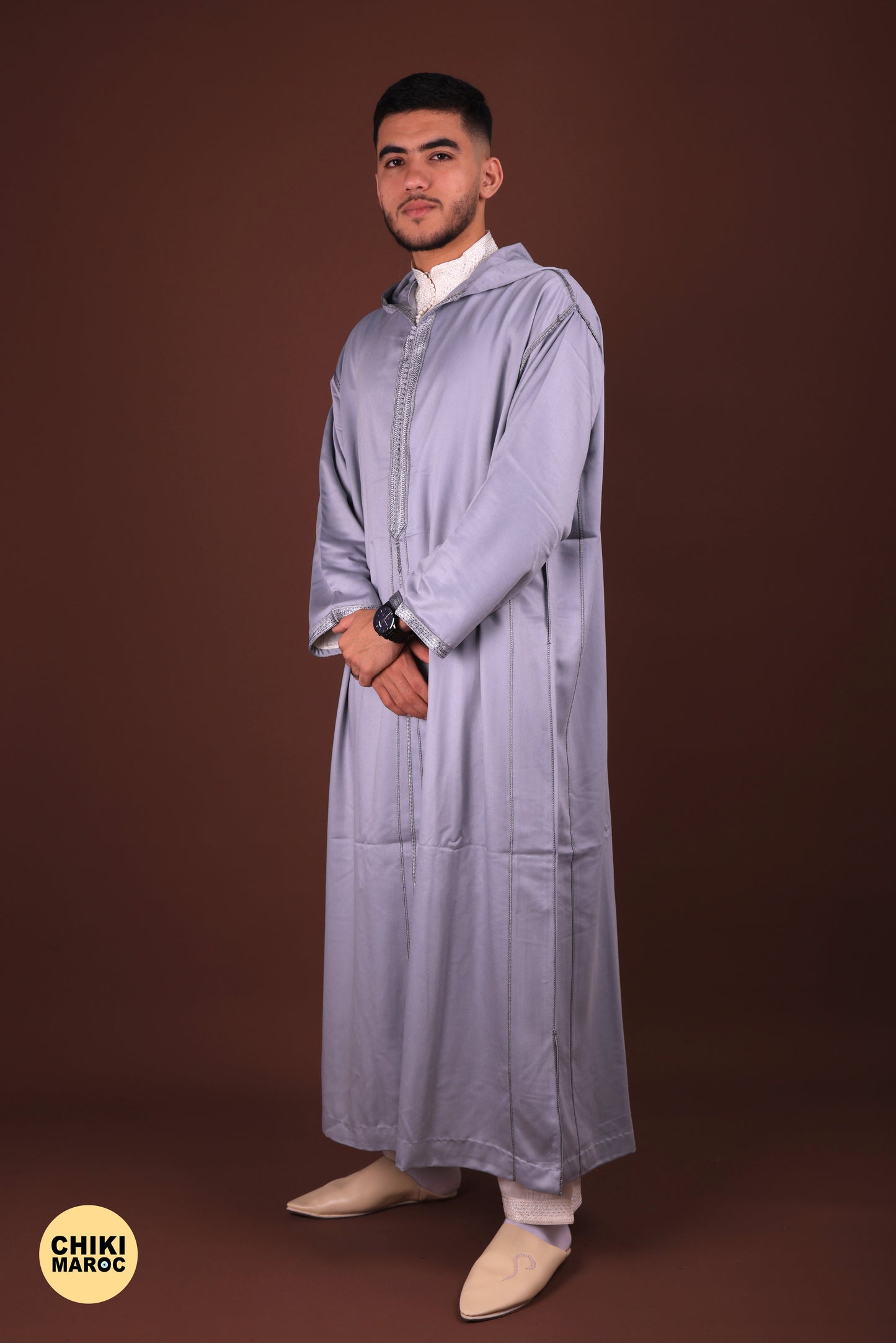 Gray Mlifa Elegant Hooded Moroccan Djellaba men I Special Elegant Djellaba