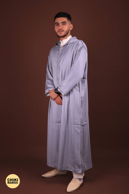 Gray Mlifa Elegant Hooded Moroccan Djellaba men I Special Elegant Djellaba