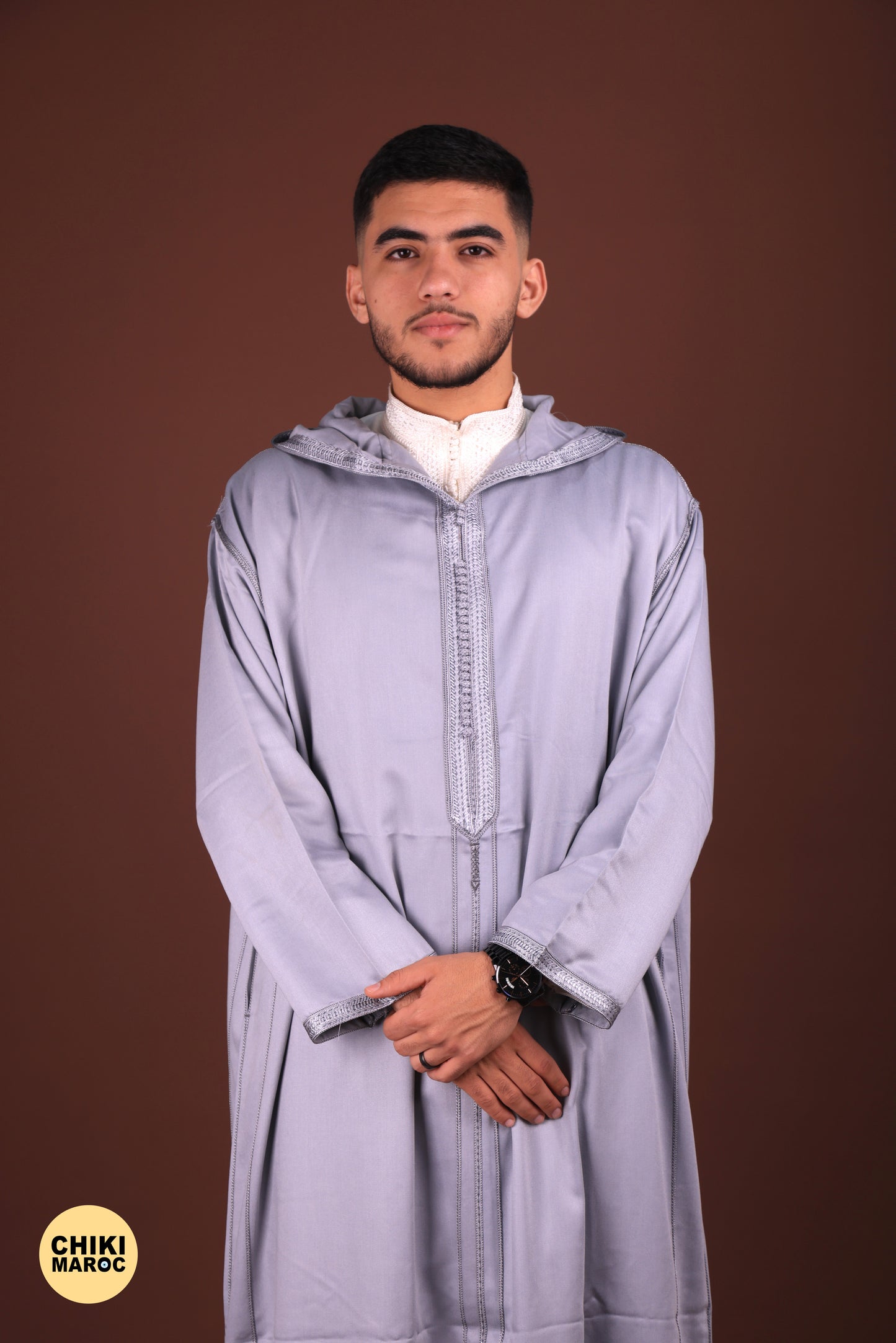 Gray Mlifa Elegant Hooded Moroccan Djellaba men I Special Elegant Djellaba