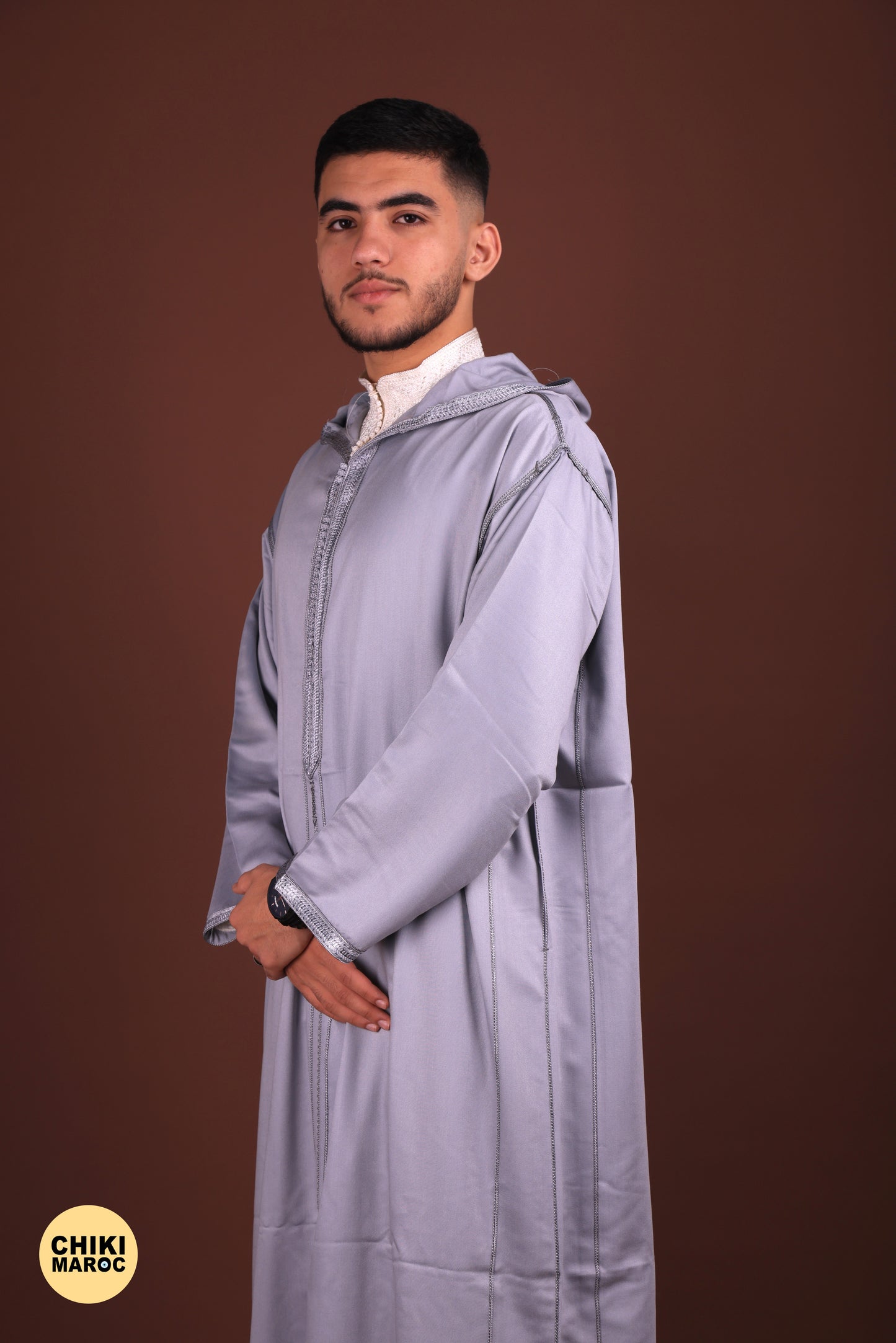 Gray Mlifa Elegant Hooded Moroccan Djellaba men I Special Elegant Djellaba