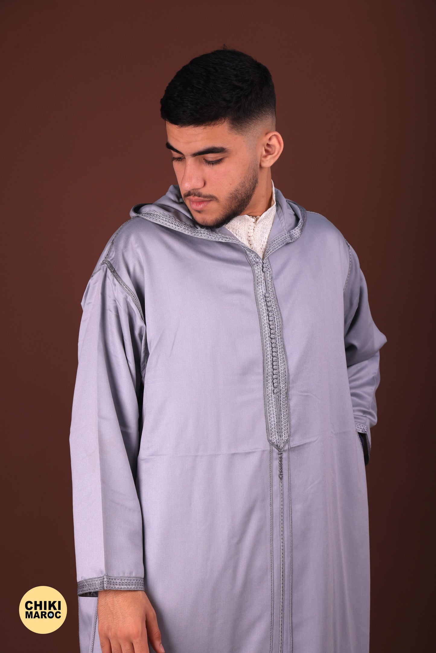 Gray Mlifa Elegant Hooded Moroccan Djellaba men I Special Elegant Djellaba