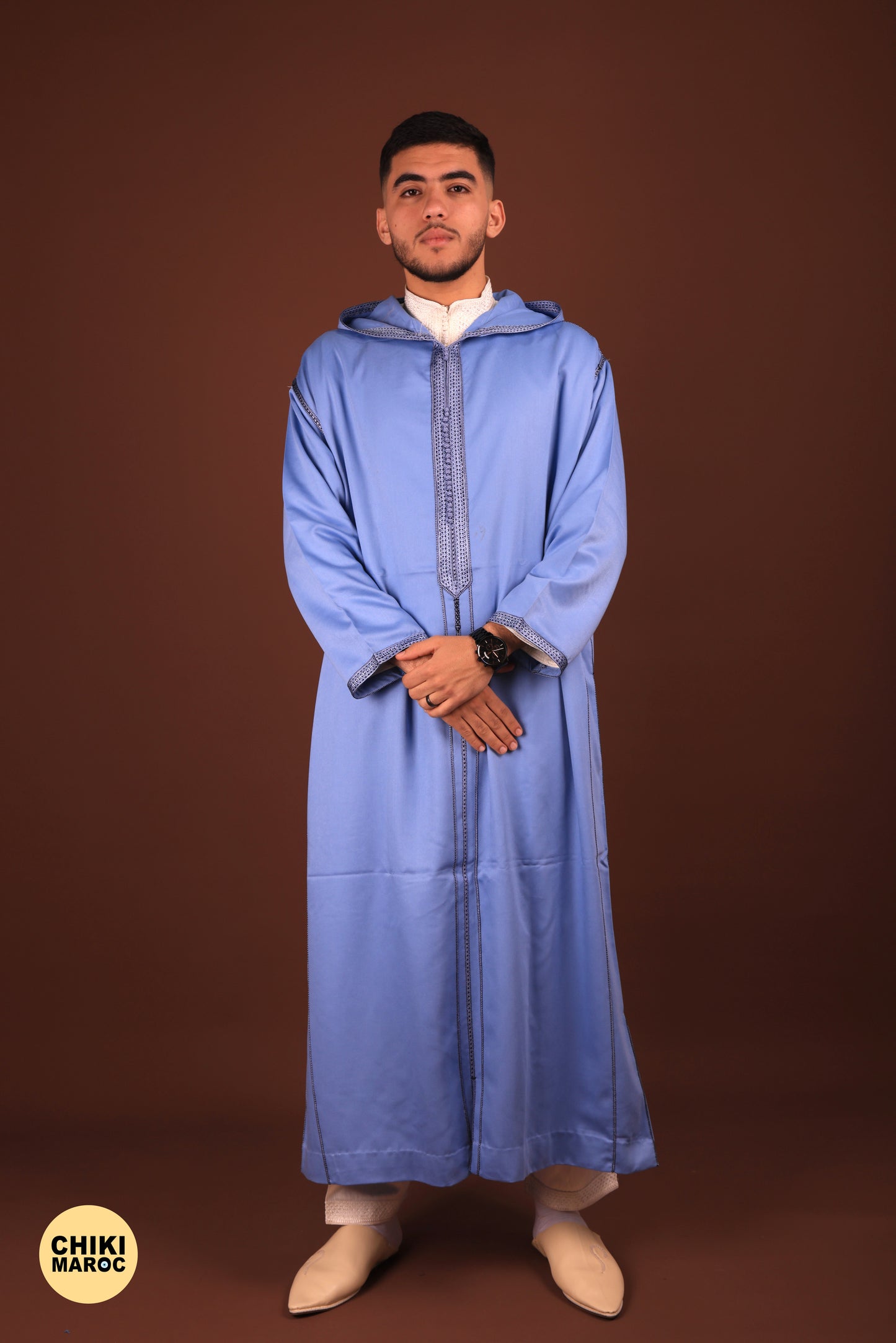 Blue Mlifa Elegant Hooded Moroccan Djellaba men I Special Elegant Djellaba