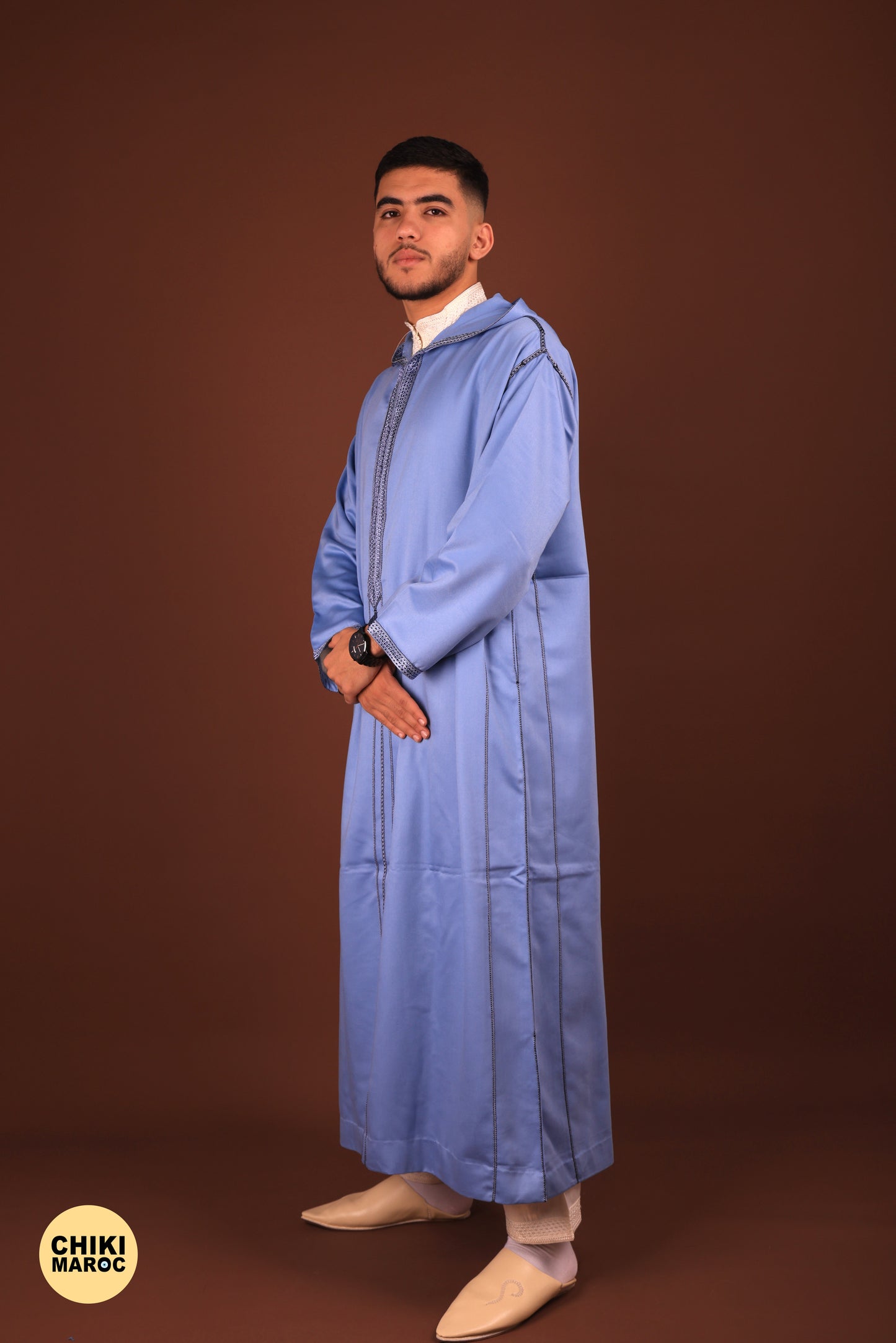 Blue Mlifa Elegant Hooded Moroccan Djellaba men I Special Elegant Djellaba