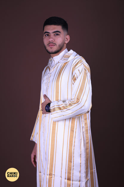 Stripped Elegant Hooded Moroccan Djellaba men I Special Elegant Djellaba