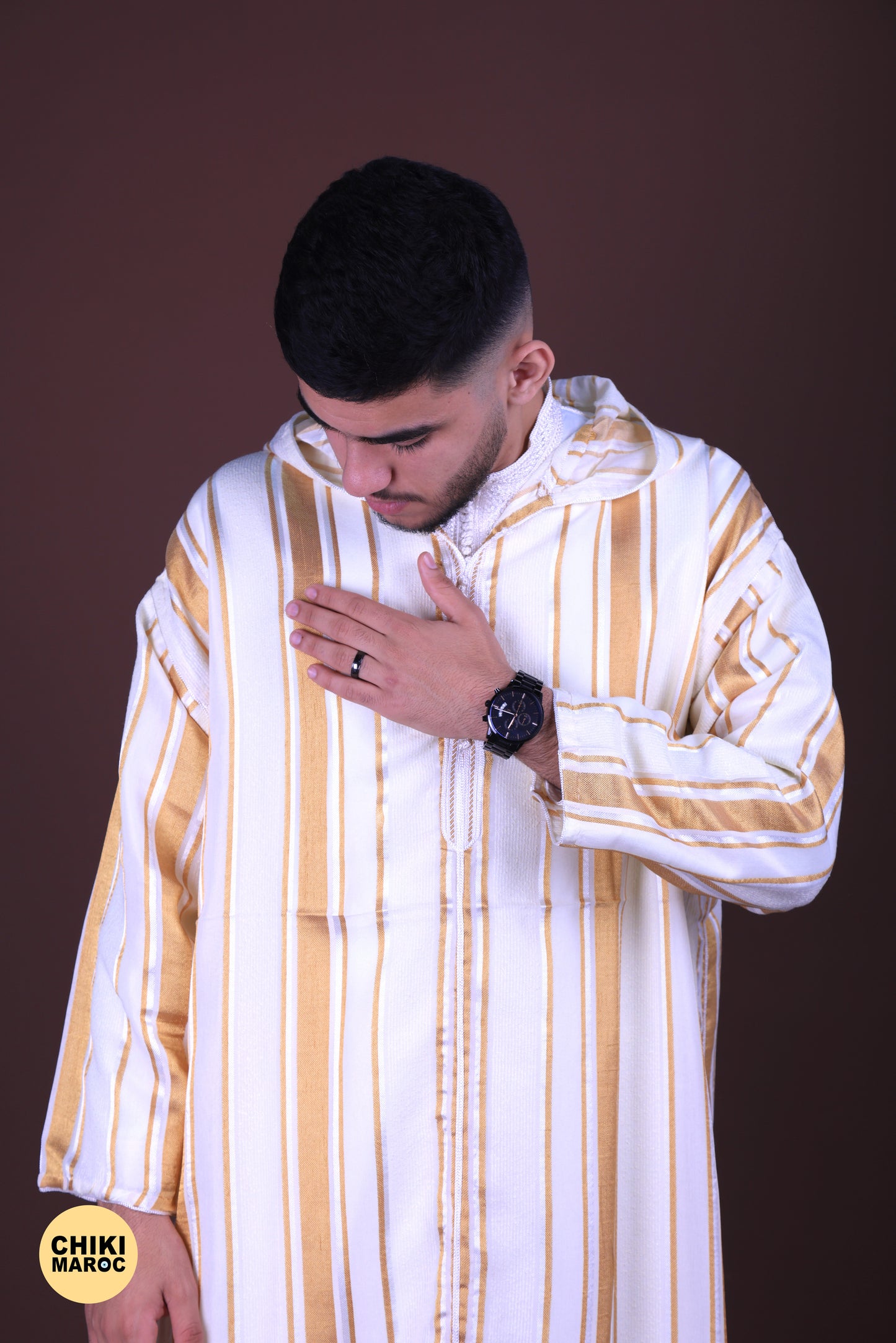 Stripped Elegant Hooded Moroccan Djellaba men I Special Elegant Djellaba