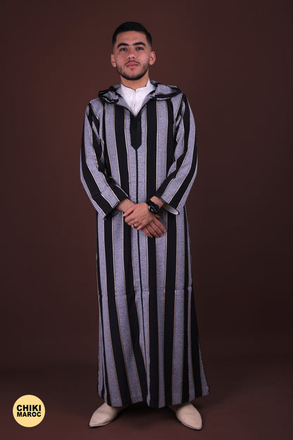 Stripped Elegant Hooded Moroccan Djellaba men I Special Elegant Djellaba