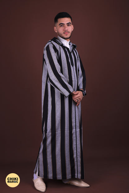 Stripped Elegant Hooded Moroccan Djellaba men I Special Elegant Djellaba