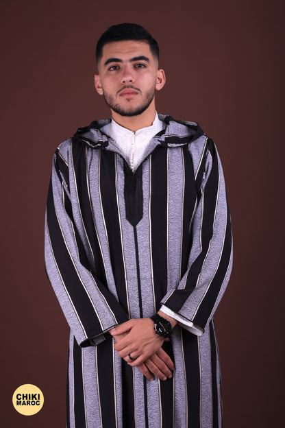 Stripped Elegant Hooded Moroccan Djellaba men I Special Elegant Djellaba