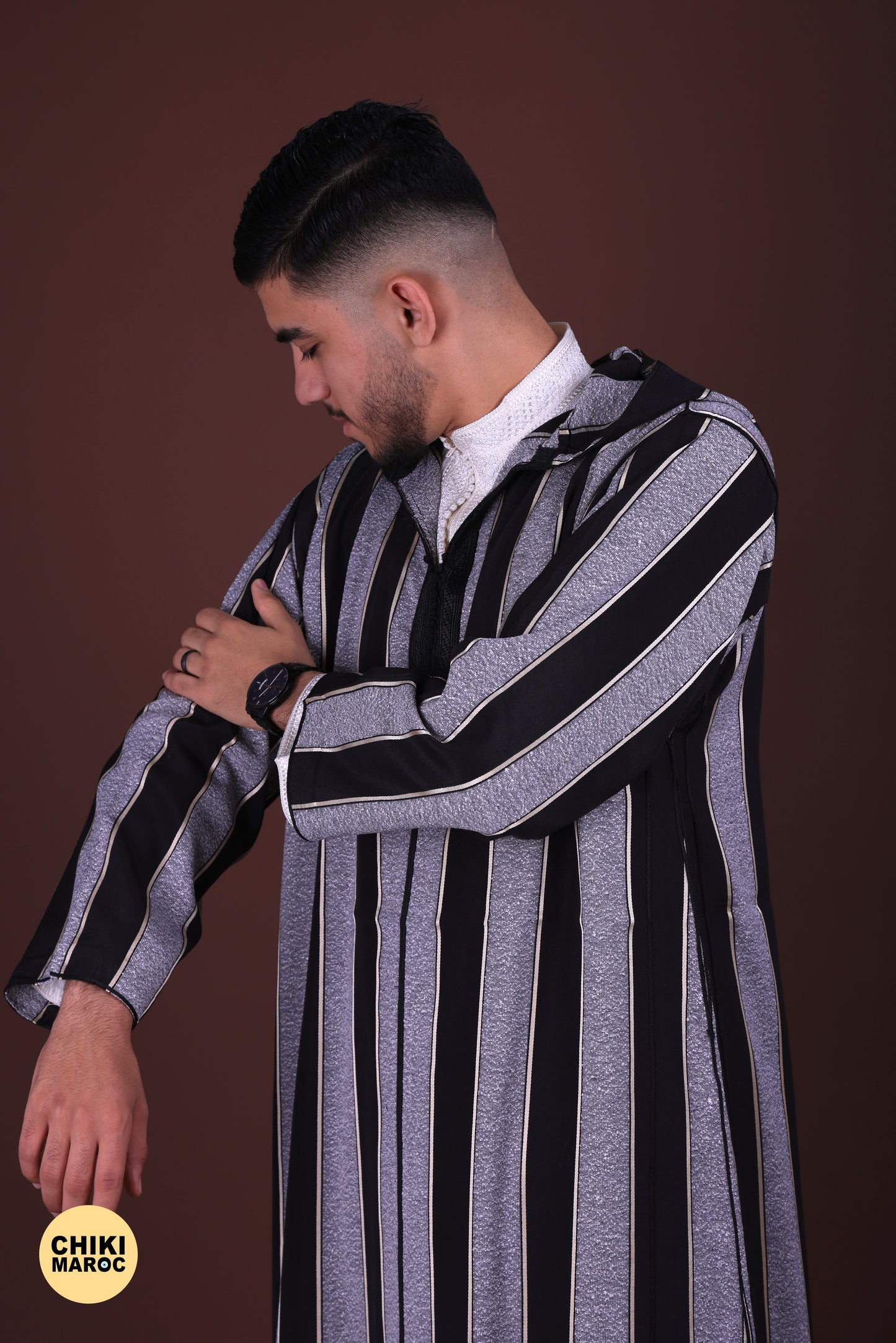 Stripped Elegant Hooded Moroccan Djellaba men I Special Elegant Djellaba