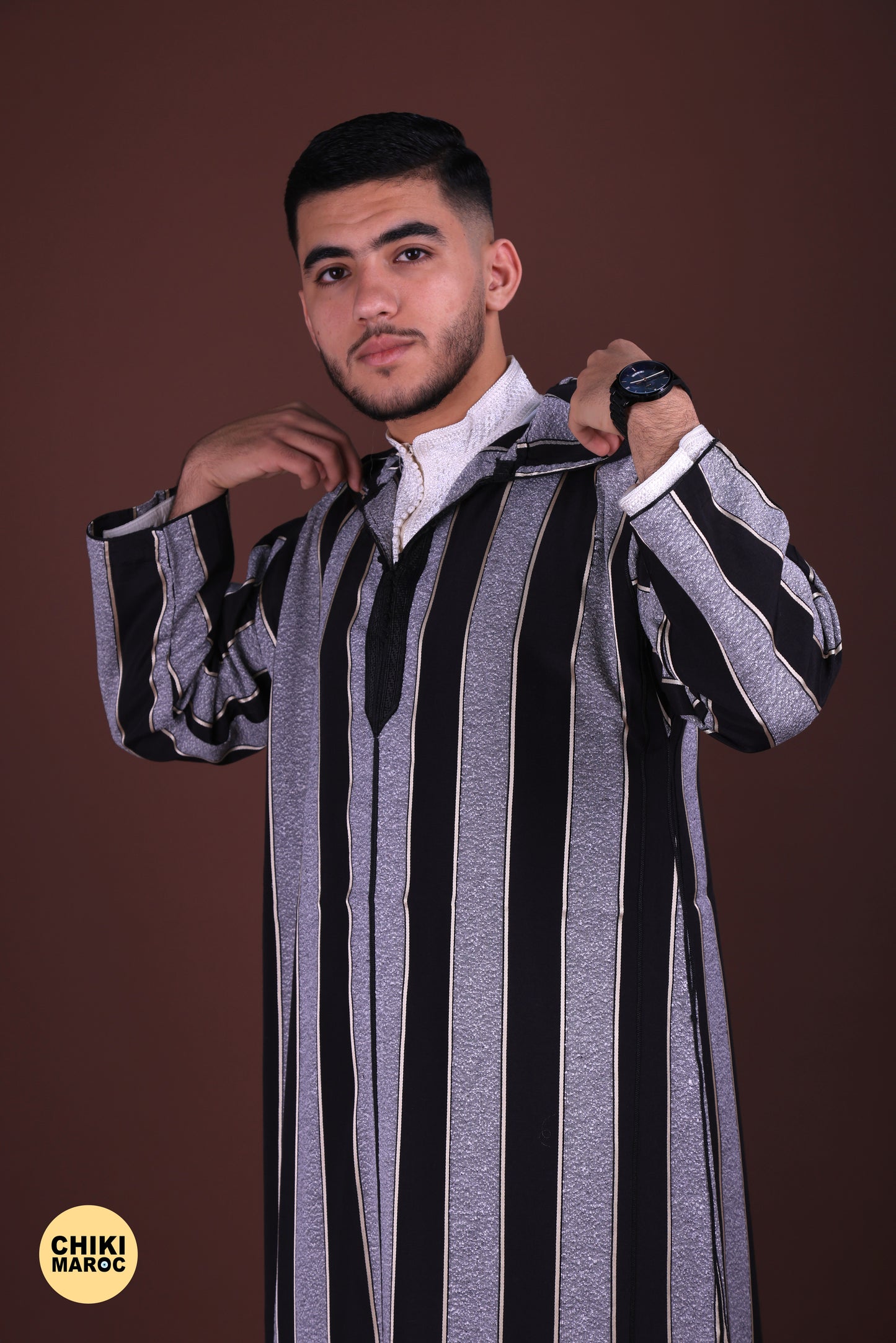 Stripped Elegant Hooded Moroccan Djellaba men I Special Elegant Djellaba