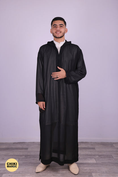 Black Transparent - Elegant Hooded Moroccan Djellaba