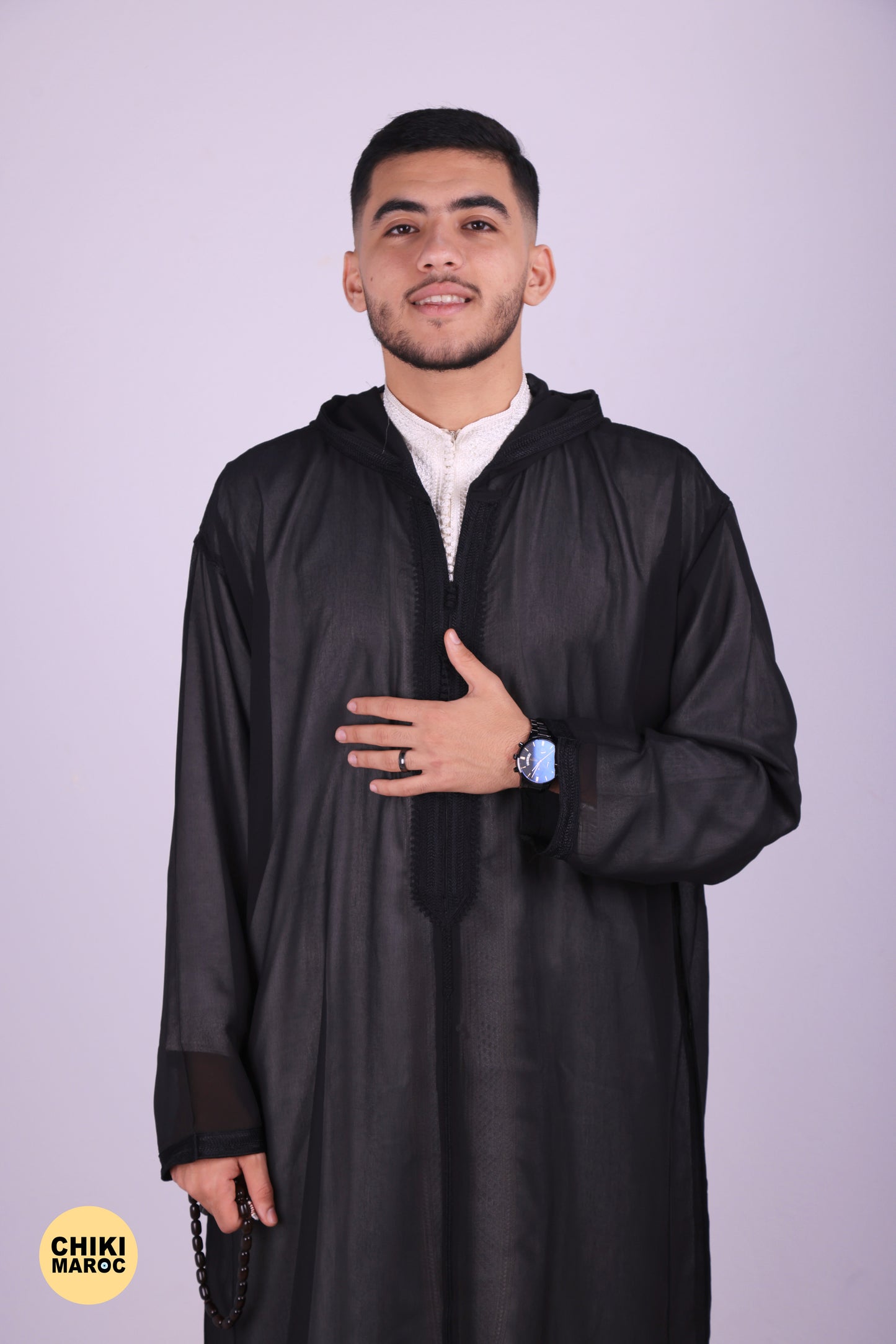 Black Transparent - Elegant Hooded Moroccan Djellaba